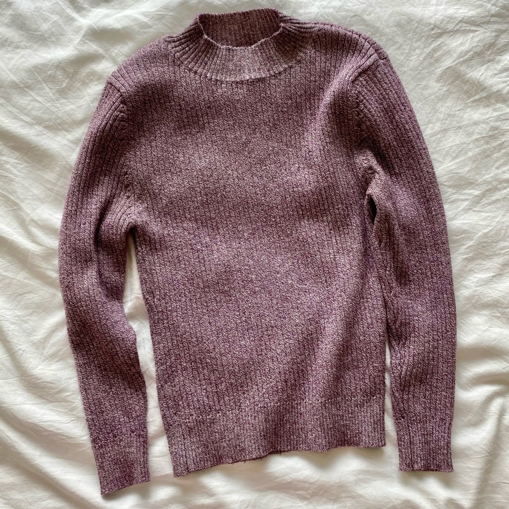 Purple Fitted Knit Sweater